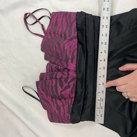 Y2K‎ Black Pink Zebra Print Mini Party Dress Sz S Semi Formal Vintage - Picture 6 of 8